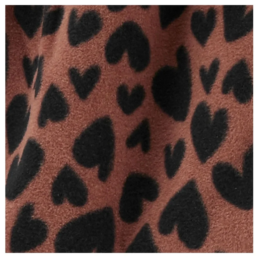 Carter's Black Heart Pattern Hooded‎ Fleece Vest Brown 24m